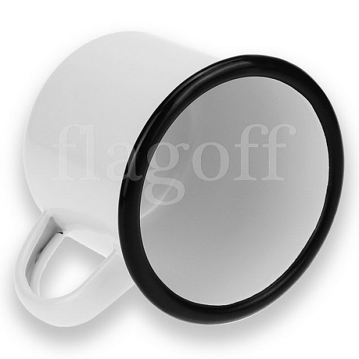 картинка Кружка металлическая эмалированная с чёрной каемкой, 360мл для сублимации.
